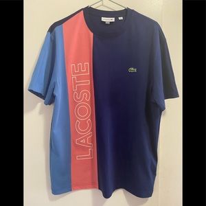Men’s Lacoste color block tee shirt XL size 6 gently pre-owned worn only once